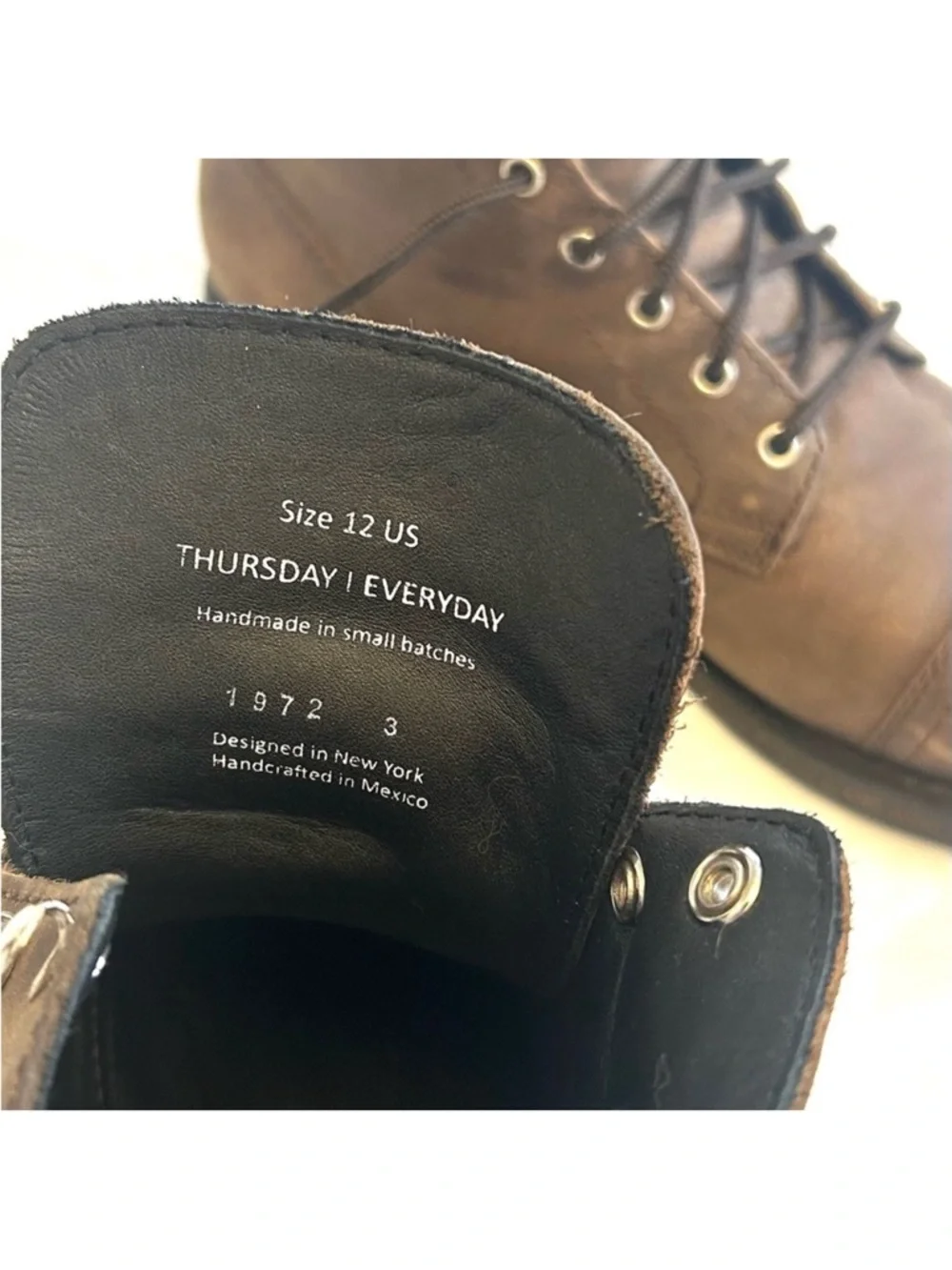 Thursday Boot Company Brown Leather Lace-Up Cap-Toe Boots